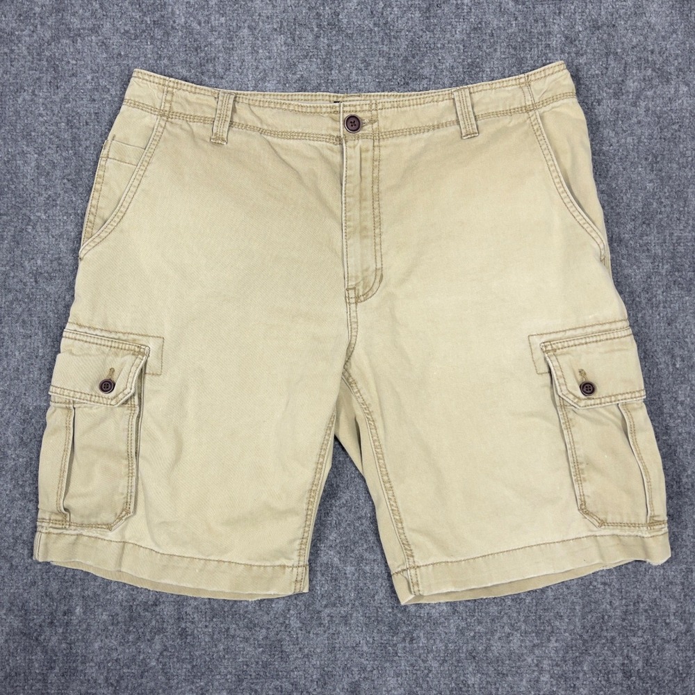Berkley Jensen Cargo Shorts Mens 36W Tan Khaki Cotton‎ Utility Multi Pocket